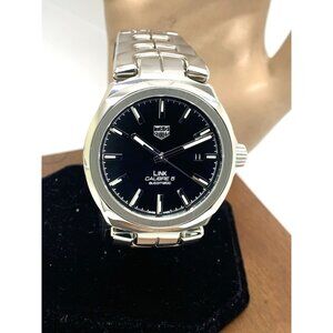 Tag Heuer Men's Watch WBC2110 Link Swiss Automatic Black Dial Silver Steel 40mm
